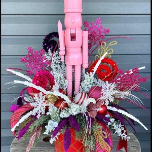 Pink Christmas Entry Nutcracker Table Decor, Dining Room Table Decoration, Fireplace Mantle Christmas Decor, Table Christmas Decor,