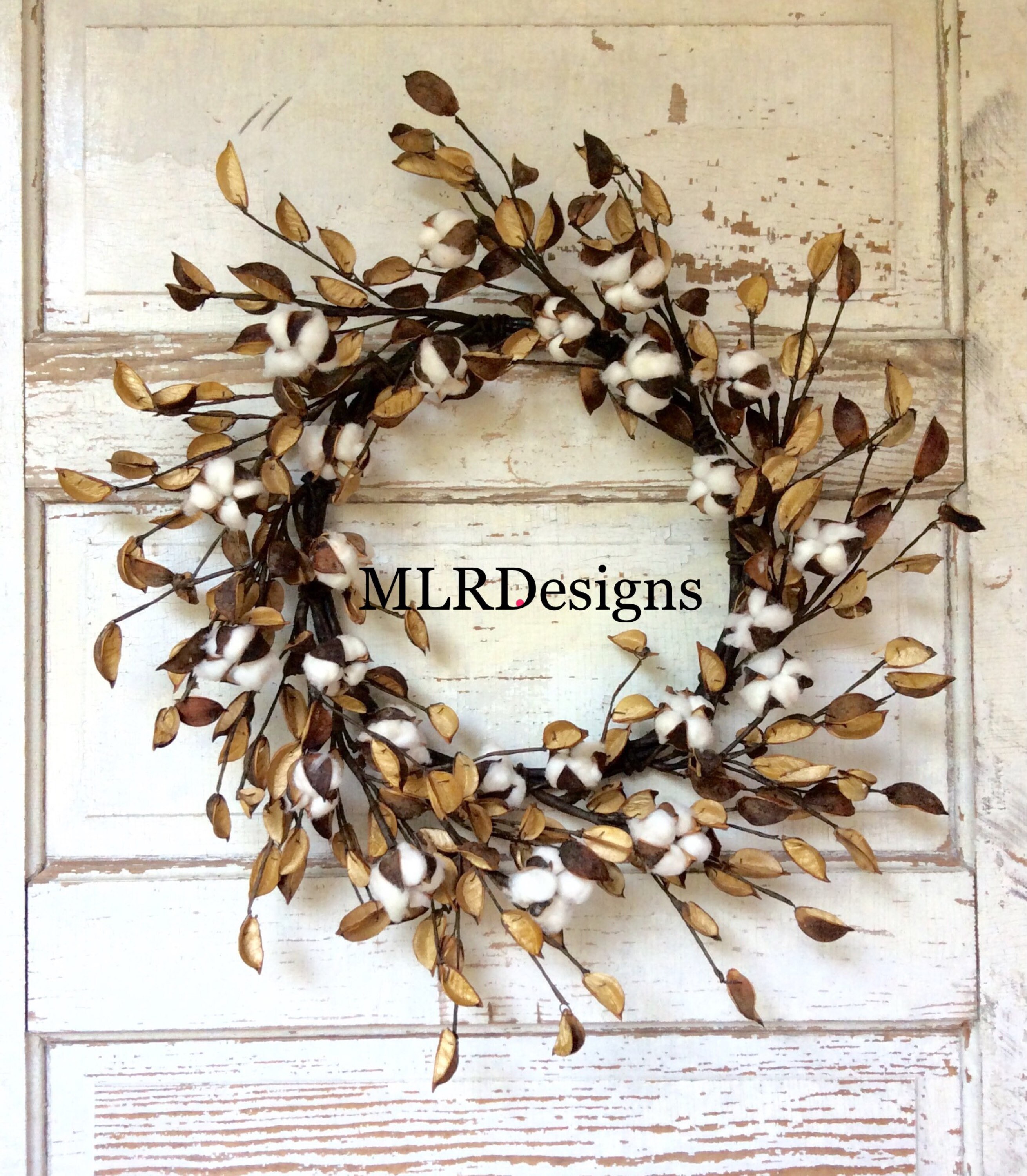 Cotton Wreath, Natural, Rustic, Fixer Upper, HGTV Wreath, Farmhouse w…