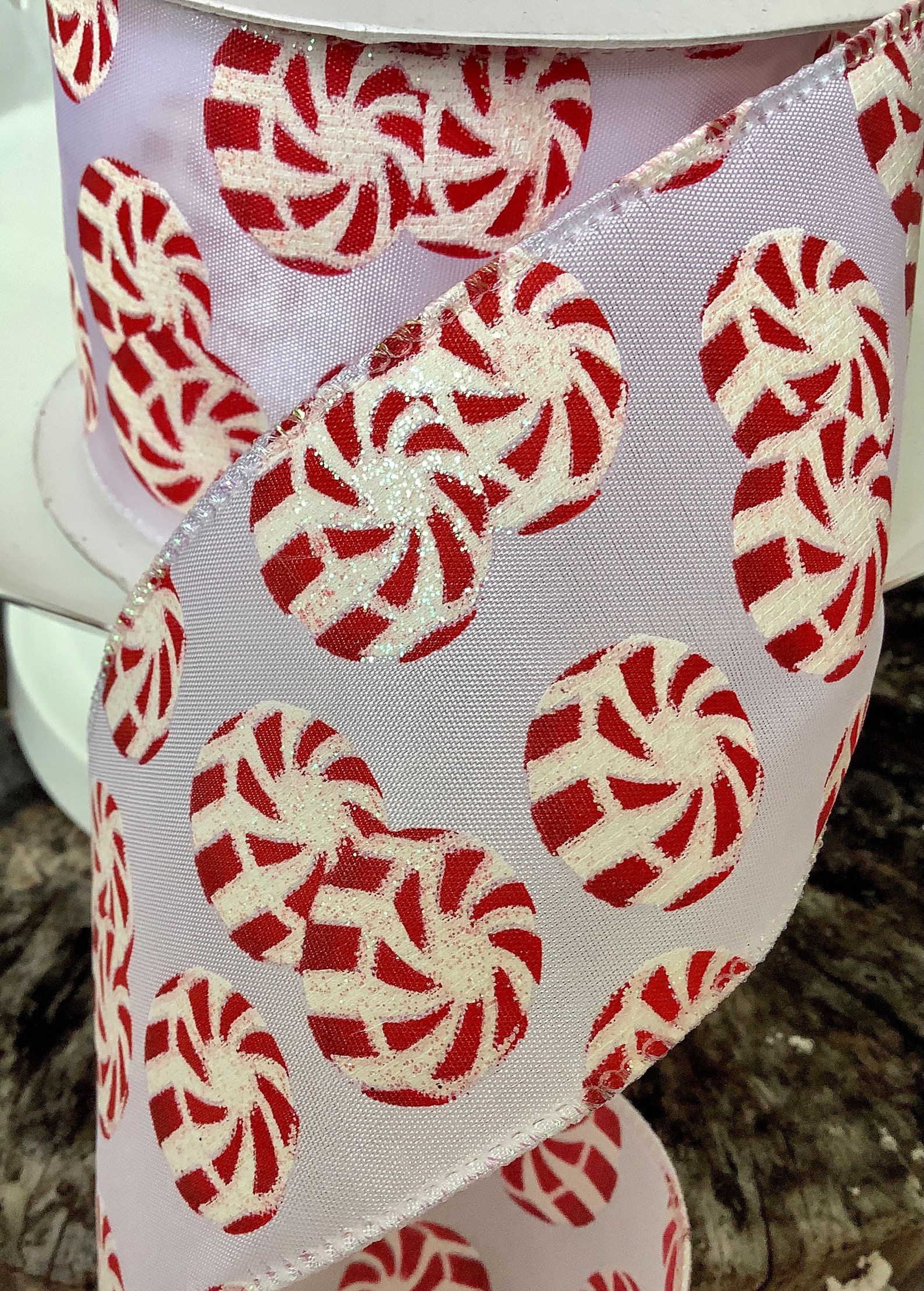 2.5 inch Wired Ribbon Candy Ribbon Peppermint Pattern Wired Etsy