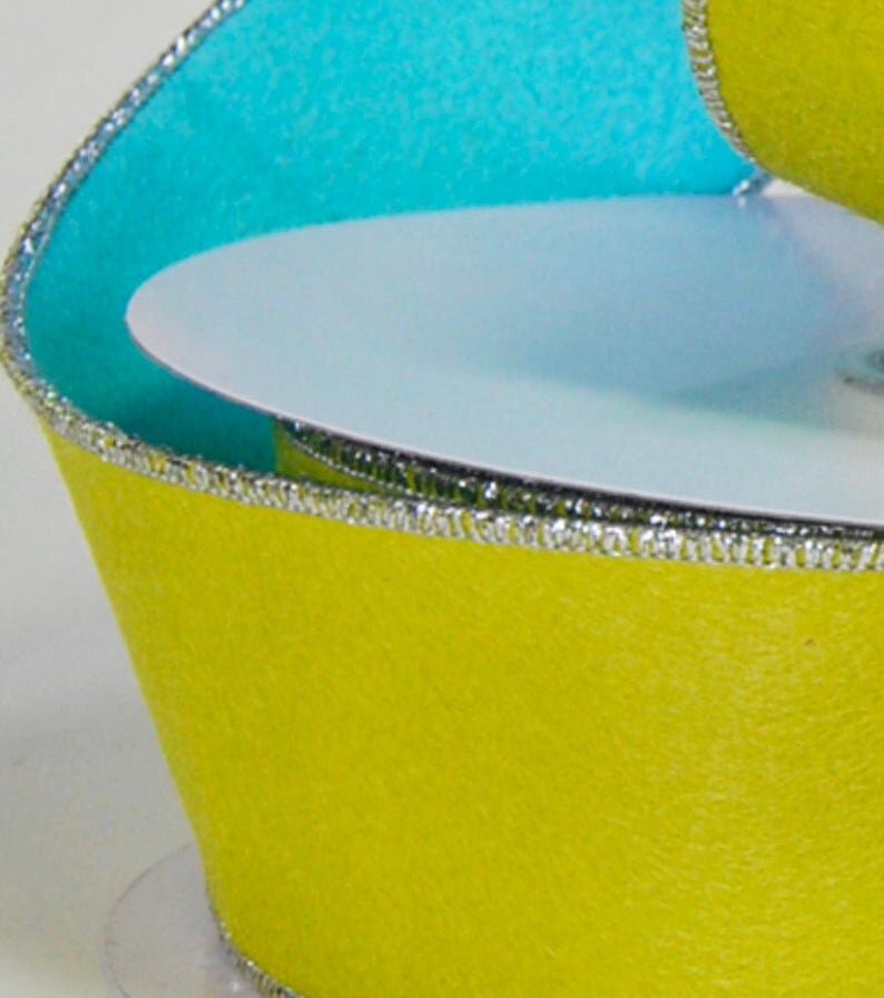 5 Yards! Felt LimeBlue 2.5 Wired Designer Ribbon