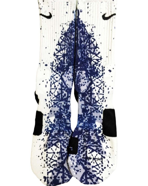 Custom Blue Gray Splatter SS Athletic Socks