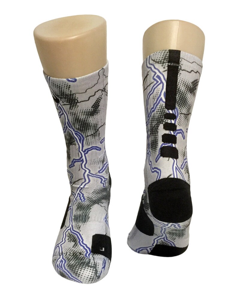 Custom Lightning Grey Nike Elite Crew Socks Etsy