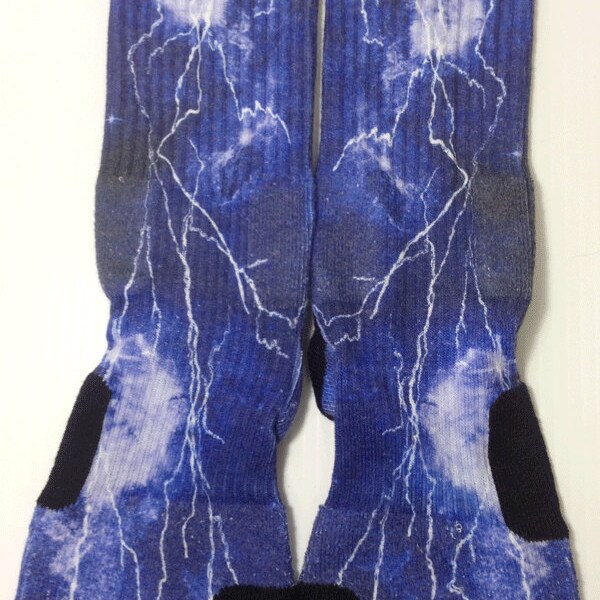 Custom Blue Lightning Bolt Galaxy Nike Elite Socks
