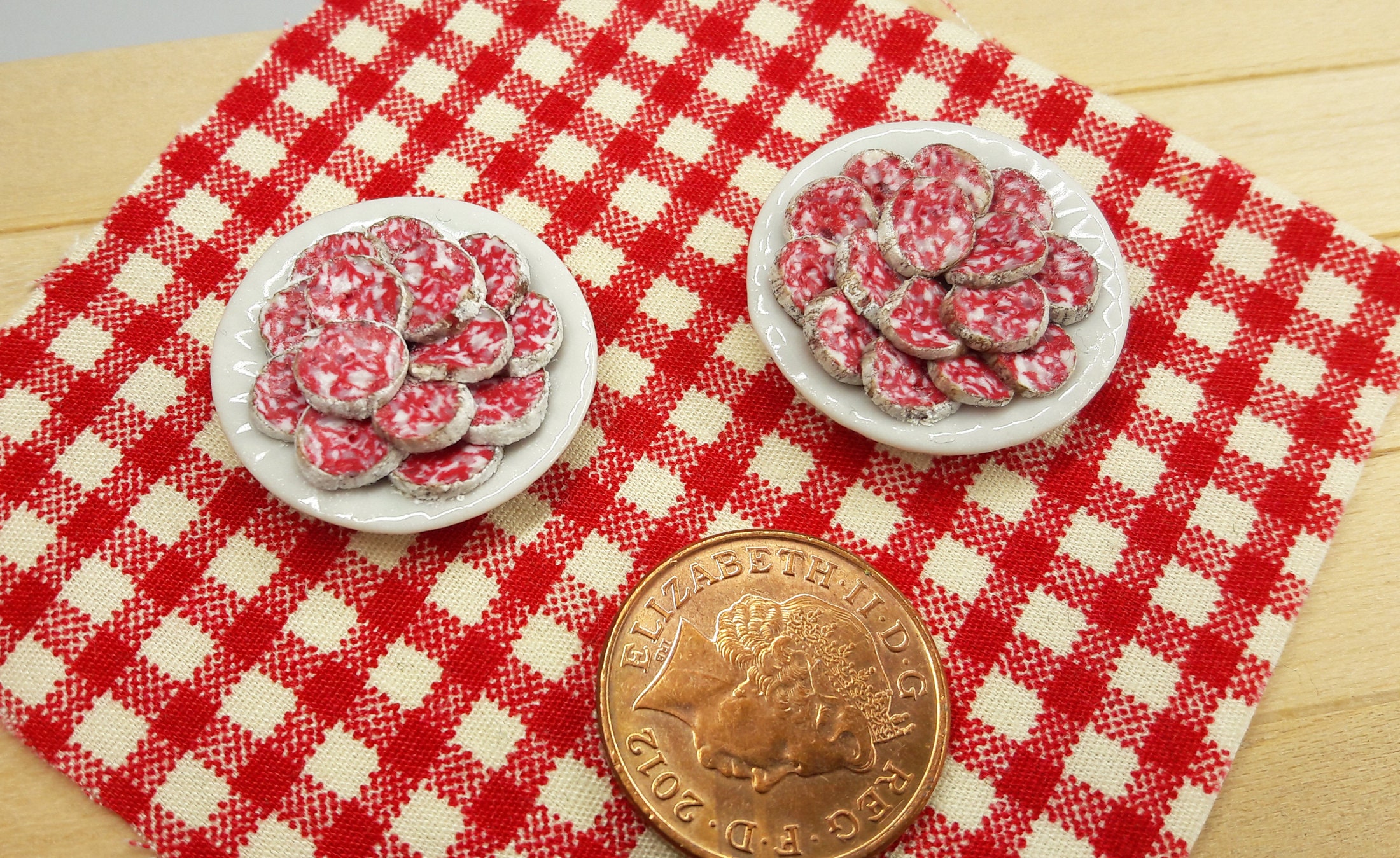 Miniature salami slices on a plate salame felino 112th scale Etsy