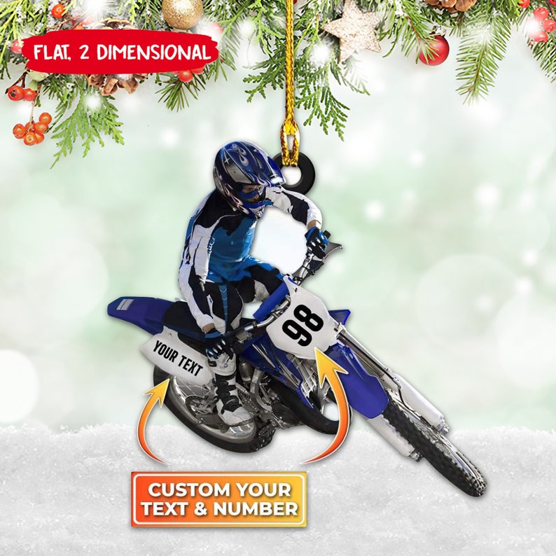 Motocross 2D Christmas Ornament Motorcycle Dirt Bike Rider Etsy