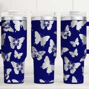 Butterfly Print Tumbler Wrap Laser SVG, Easter Svg, 40oz Tumbler Full Wrap Laser SVG, Laser Engraved SVG, Tumbler Laser File, Laser Svg