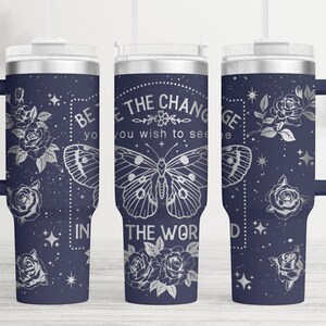 Butterfly Quote Tumbler Wrap Laser SVG, Engraved Tumbler, 40oz Tumbler Full Wrap Laser SVG, Laser Engraved SVG, Seamless Design