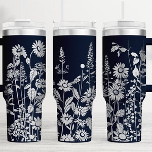 Wildflower Tumbler Wrap Laser SVG: Design inciso da 40 once (file digitale)