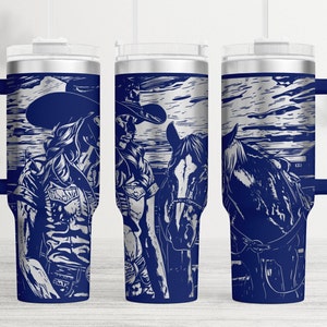 Highly Detailed Western Cowgirl Tumbler Wrap Laser SVG, Horse Lover, Engraved Tumbler, 40oz Tumbler Full Laser SVG, Laser Engraved SVG