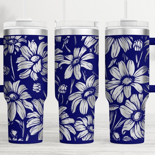 Gänseblümchen Blume Tumbler Wrap Laser SVG, 40oz Tumbler Full Wrap Laser SVG, Laser gravierte svg, Tumbler Laser-Datei