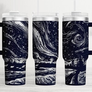 Envoltura para vaso Aurora Borealis (SVG láser): Vaso de 40 oz grabado (archivo digital)