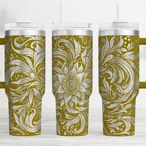 Highly Detailed Floral Mandala Tumbler Wrap Laser SVG, 40oz Tumbler Full Wrap Laser SVG, Laser Engraved SVG, Laser File, Side Seamless