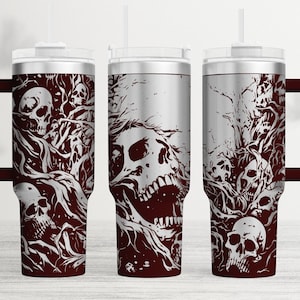 Horror Skull Tumbler Wrap SVG: Laser Engraved 40oz Tumbler (Digital Download)