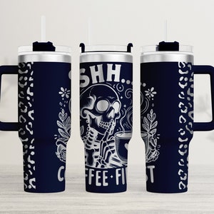 Coffee Quote Tumbler Wrap Laser SVG, Funny Skull Tumbler, 40oz Tumbler Full Wrap Laser SVG, Laser Engraved SVG, Tumbler Laser File