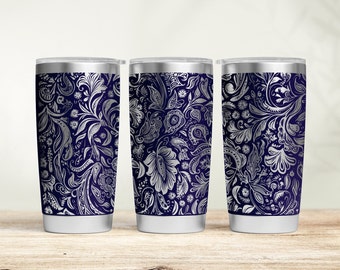 Floral Paisley Tumbler Wrap Laser SVG: 20oz 30oz Engraved Design (Digital File)