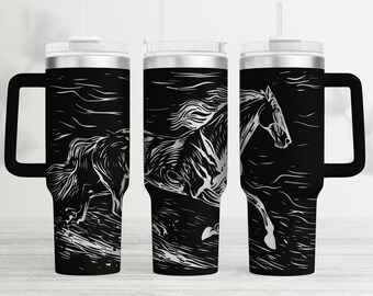 Horse Tumbler Wrap Laser SVG File: 40oz Engraved Design (Digital Download)