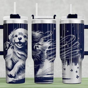 Dog Running Svg, Laser Tumbler Wrap SVG, Full Wrap, 40 oz Tumbler Wrap Svg, Laser Engrave Tumbler, Tumbler Laser Svg File