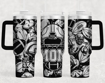 Football Mom 40oz Tumbler Wrap Laser SVG: Seamless Design (Digital Download)