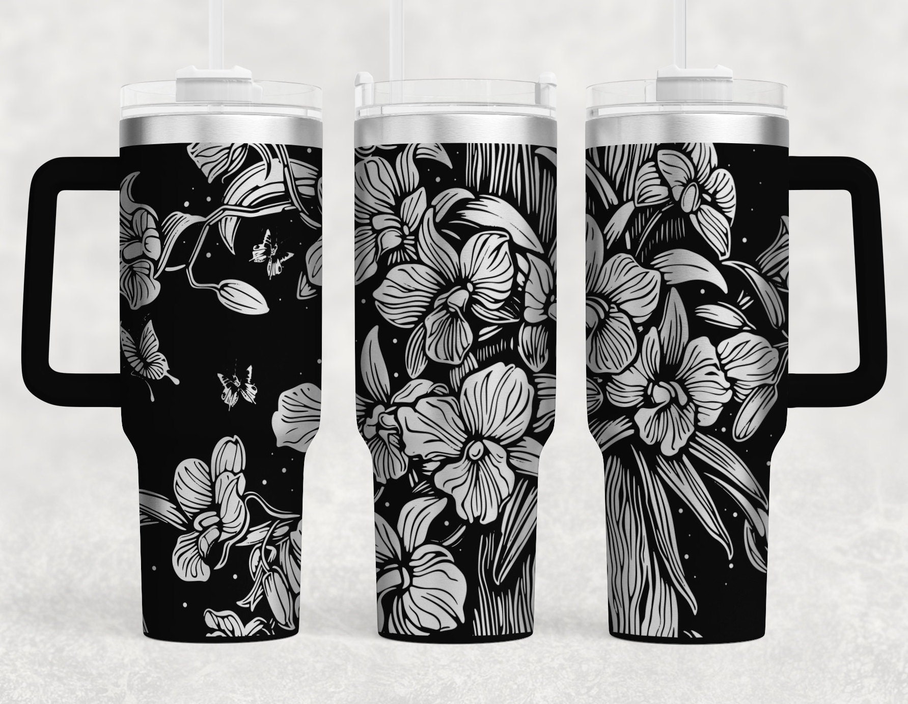 Orchid Flower Tumbler Wrap Laser SVG: Seamless 40oz Design (digital ...