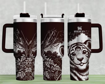 Tiger Design タンブラーラップ SVG、Stanley 40oz 用レーザー刻印ファイル (デジタルファイル)