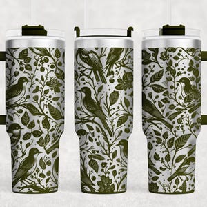 Birds and flowers Svg, Laser Tumbler Wrap SVG, Full Wrap, 40 oz Tumbler Wrap Svg, Laser Engrave Tumbler, Tumbler Laser Svg File