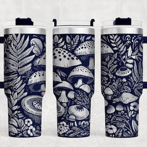 Mushrooms SVG PNG, Mushrooms Tumbler Wrap Laser SVG, 40oz Tumbler Full Wrap Laser Svg, Laser Engraved Svg File, Seamless