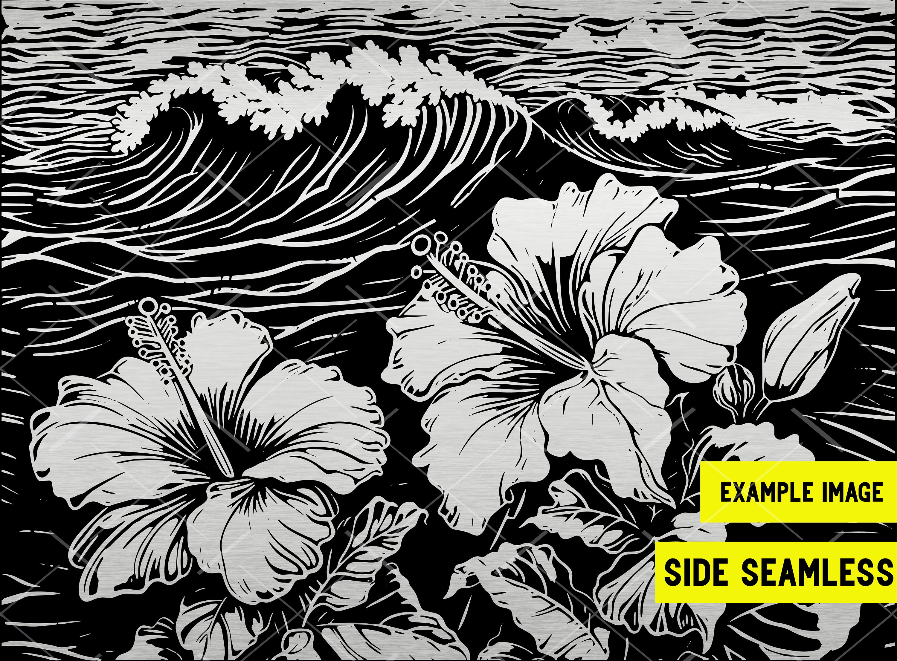 Highly Detailed Hawaiian Tumbler Wrap Laser SVG, Hibiscus