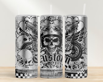 Skull Rider 20oz Tumbler Wrap: Laser Engraved SVG (Digital File)