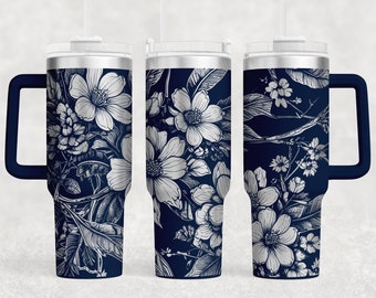 Sakura Tumbler SVG: Japanese Floral Art, Laser Engraved 40oz Wrap (Digital File)