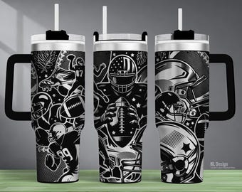 Diseño SVG para vaso térmico de fútbol americano: Diseño grabado con láser (40 oz) (Descarga digital)