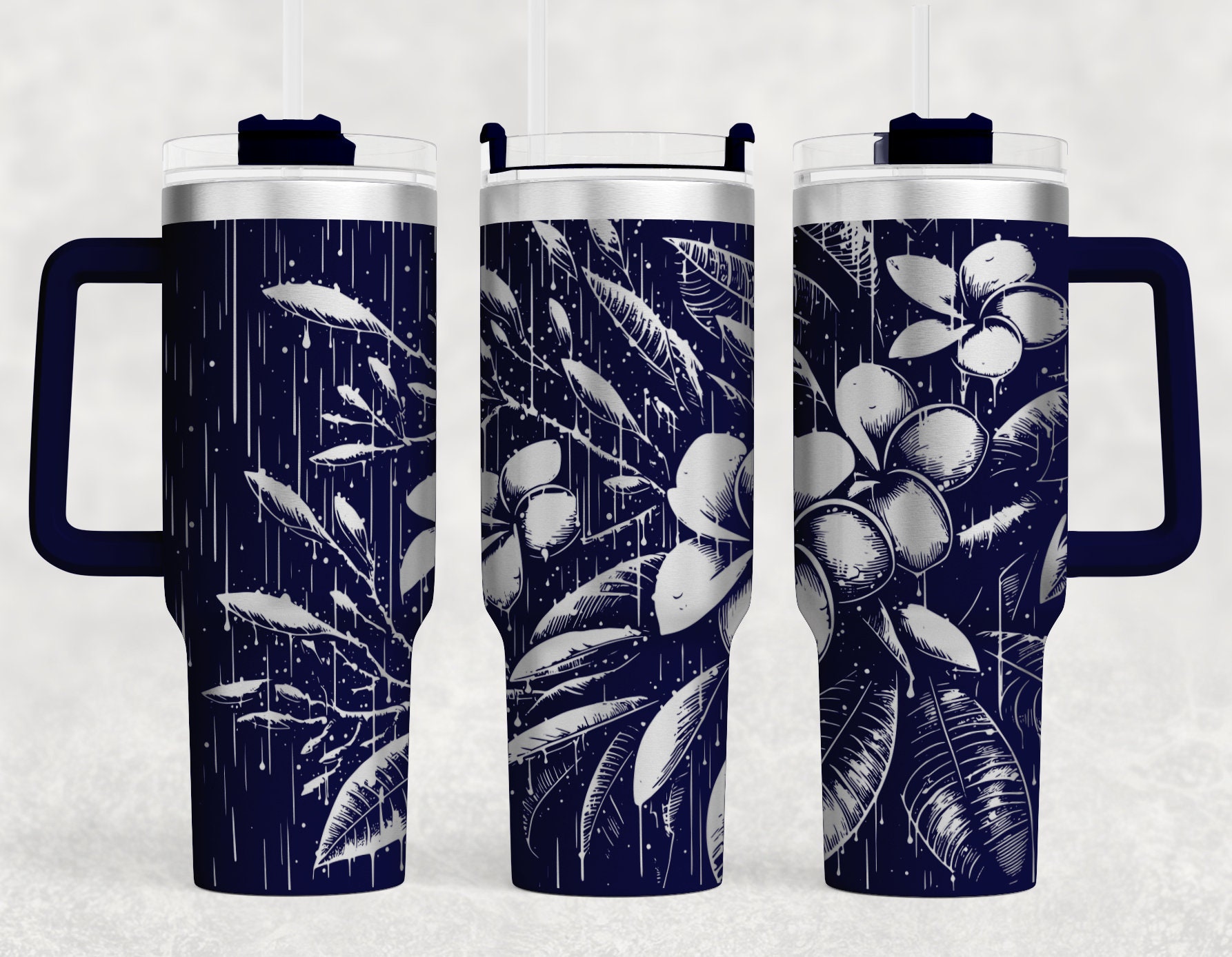 Frangipani Flowers 40oz Tumbler Wrap Laser Engraved SVG (digital