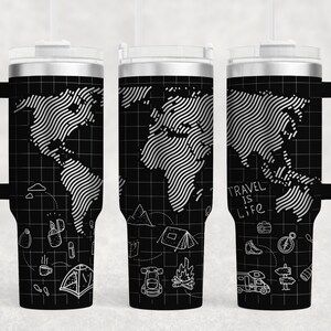 Reise-Svg-Reisen Laser-Tumbler-Wrap SVG, volles Wrap-Svg, 40 Unze Tumbler Wrap-Svg, Laser gravieren Tumbler, Tumbler Laser-Svg-Dateiseite nahtlos