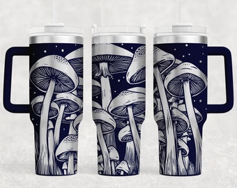 Mushroom Tumbler Wrap SVG PNG - Laser graviertes 40 Unzen Design (Digitale Datei)