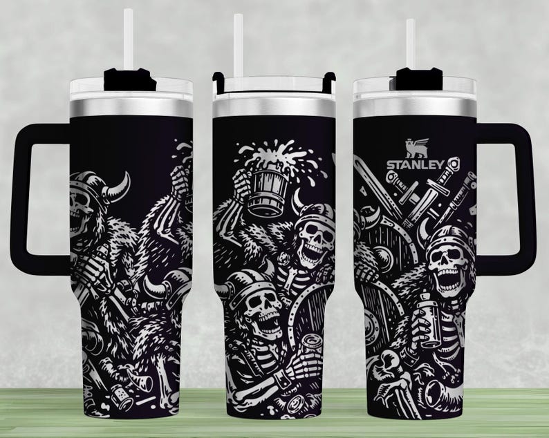 Knochen von Valhalla Stanley Tumbler Wrap SVG: Laser Design, 40 Unzen Full Wrap (Digitaler Download) Bild 1