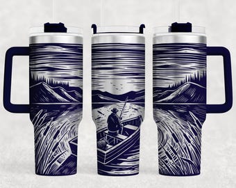 Angeln Tumbler Laser Gravur Wrap SVG: 40 Unzen Tumbler Design (Digitale Datei)