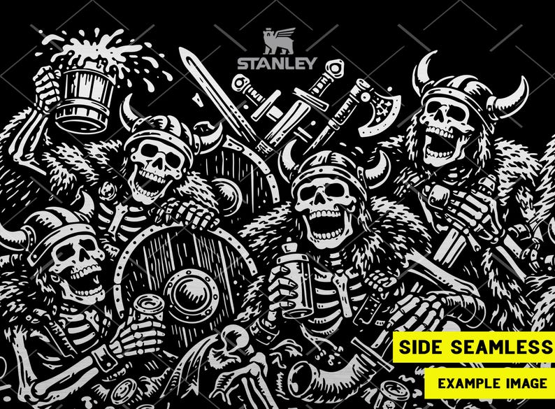 Knochen von Valhalla Stanley Tumbler Wrap SVG: Laser Design, 40 Unzen Full Wrap (Digitaler Download) Bild 4