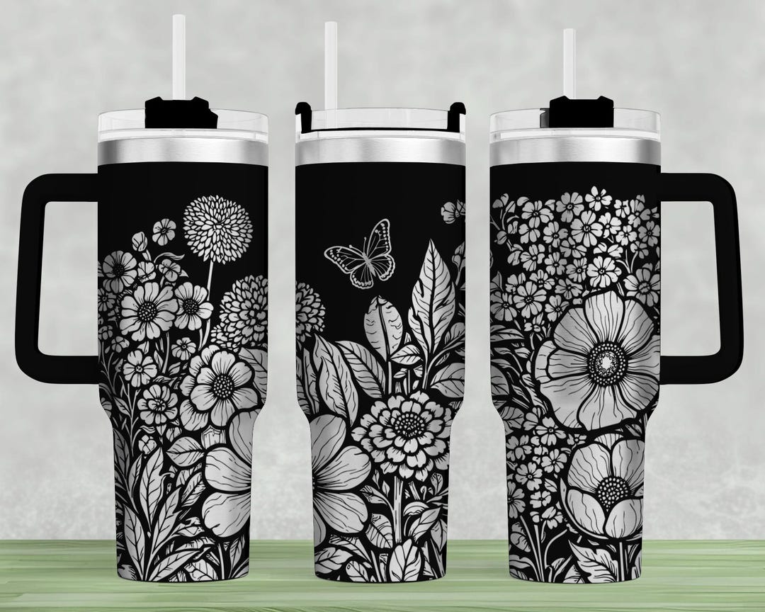 Flower Laser Tumbler Wrap SVG: 40 Oz Engraving Design (digital File) - Etsy