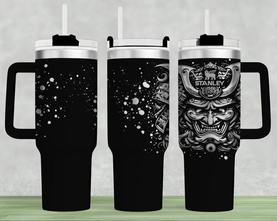 Samurai Mask Stanley 40oz Tumbler Wrap: Laser Engraved SVG