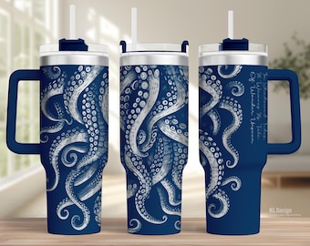 Octopus Tumbler Wrap Laser SVG: Engraved 40oz Tumbler Design (Digital File)