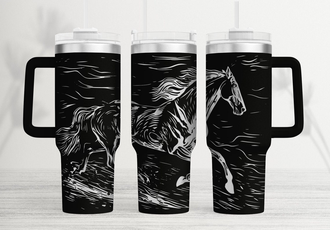Horse SVG, Horse Tumbler Wrap Laser SVG, 40oz Tumbler Full Wrap Laser ...
