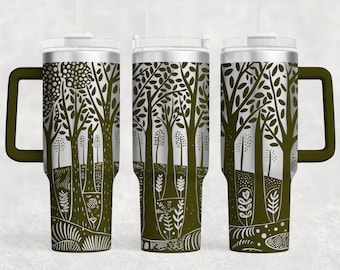 Forest Tumbler Wrap Laser SVG: 40oz Engraved Design (Digital File)