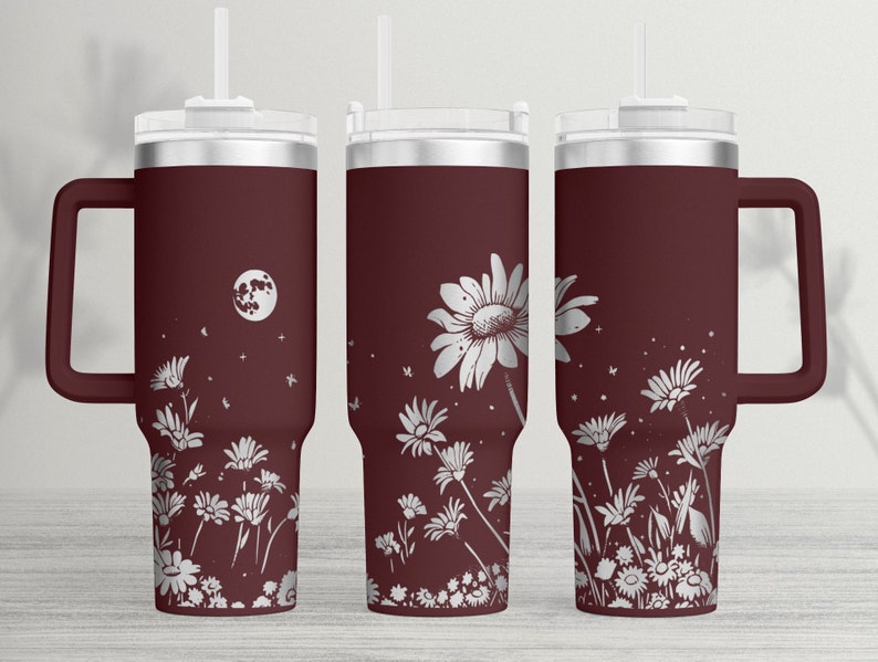 Daisy Field Tumbler Wrap Laser SVG: Engraved 40oz Design (digital File ...