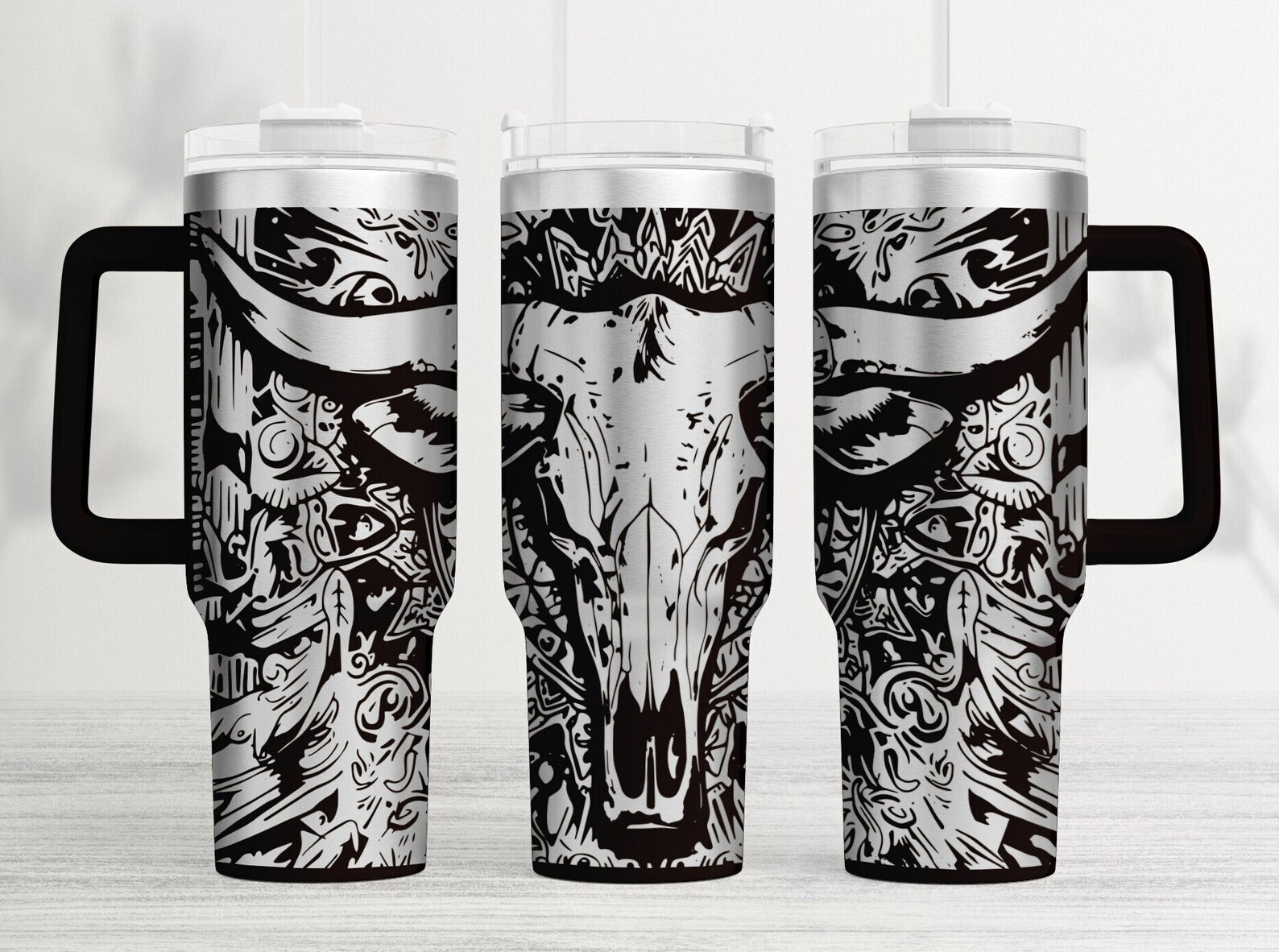 Cow Skull Western Tumbler Wrap Laser SVG File: 40oz Tumbler (digital ...