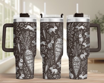 Kaninchen Tumbler Wrap SVG: Laser gravieren 40oz Tumbler (Digitale Datei)