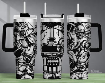 Diseño SVG para vaso térmico de fútbol americano: Diseño grabado con láser (40 oz) (Descarga digital)