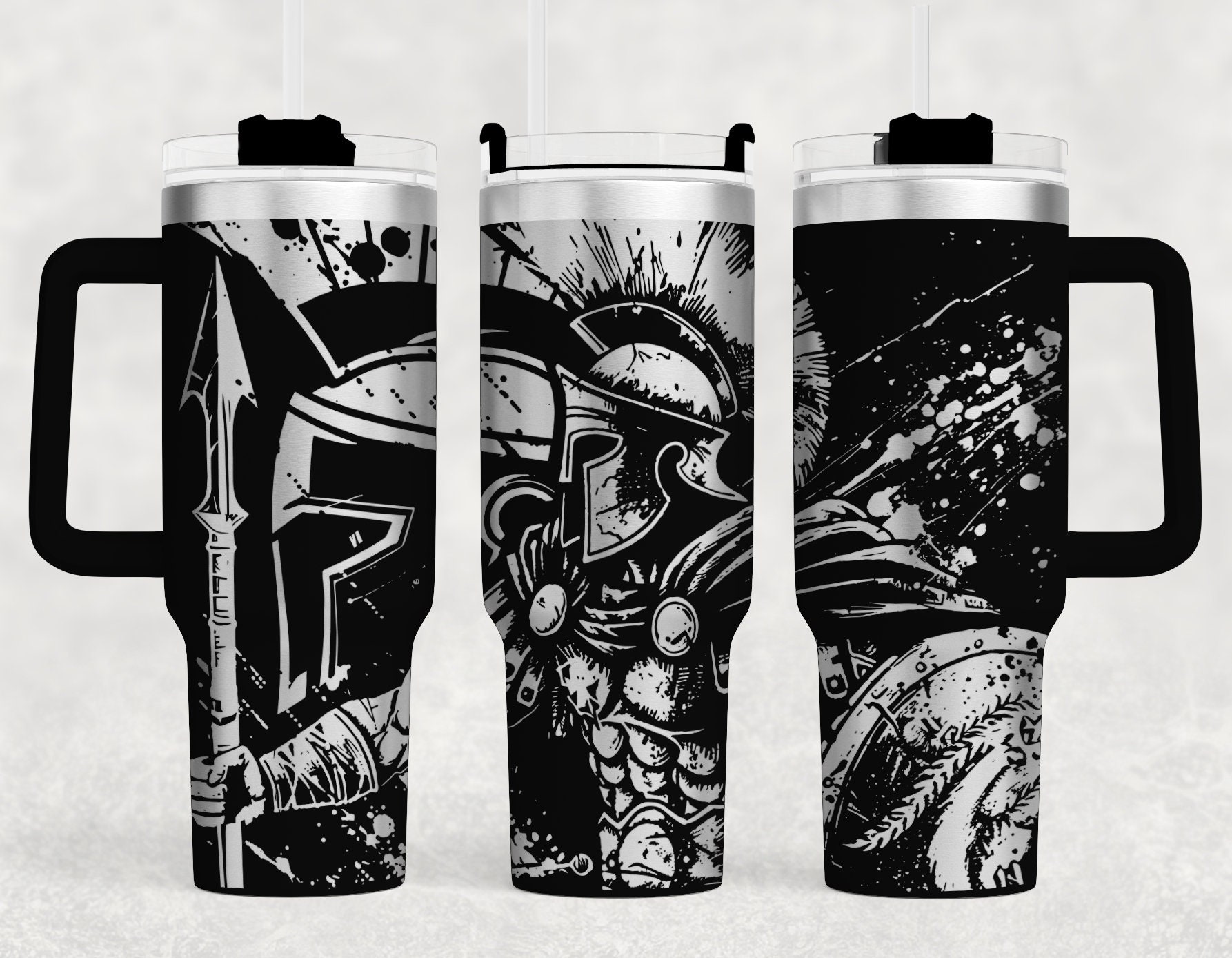 Spartan Warrior Tumbler Wrap SVG: Laser Engrave Design (digital