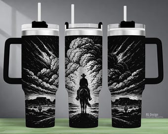 Western Cowboy Tumbler Wrap SVG: Laser Engraved 40 Oz Design (digital ...