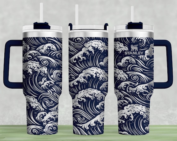 Ocean Waves Stanley 40oz Tumbler Wrap SVG Laser Design (digital