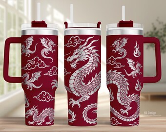 Dragon 40oz Tumbler Wrap Laser SVG - Engraved Design (Instant Download)