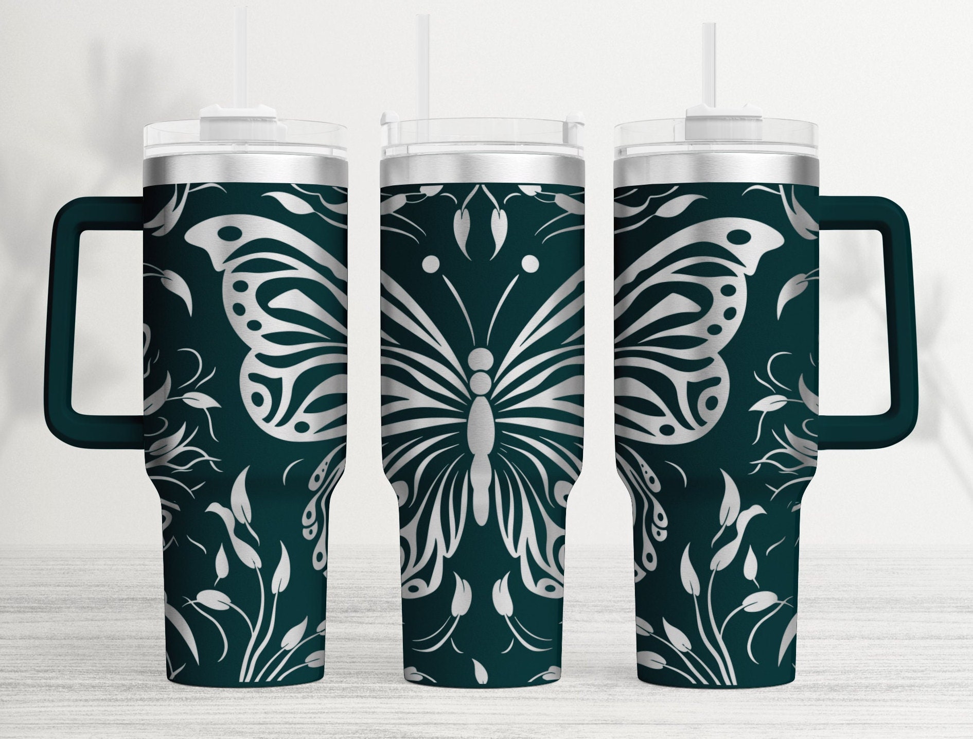Butterfly Tattoo Tumbler Wrap SVG: Laser Engraved 40oz Design (digital ...